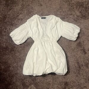 White Puff Sleeve Dress